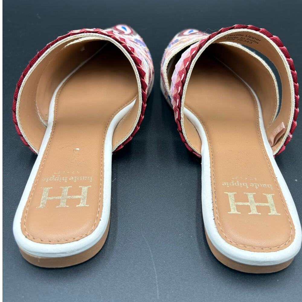 Haute Hippie Embroidered Floral & Paisley Mule Slides Woven Strap Size 8.5 Boho - Picture 4 of 11